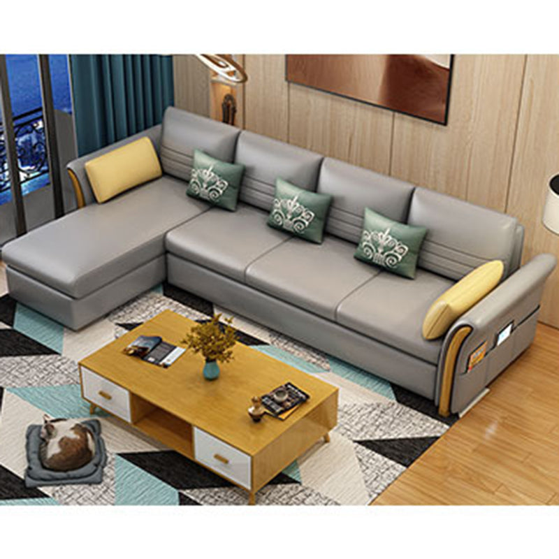 Cushion Back Contemporary Storage Living Room L-Shape Reclining Sofa