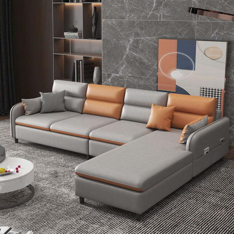 Right Hand Facing L-Shape Sectional with Square Arm and Storage