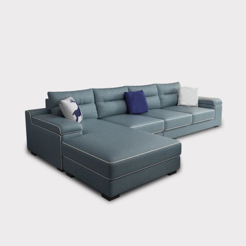 Pillow Top Arm L-Shape Pillowed Back Cushions Sectional Sofa with Chaise for Four People