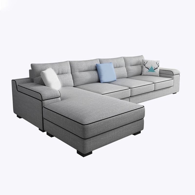Pillow Top Arm L-Shape Pillowed Back Cushions Sectional Sofa with Chaise for Four People