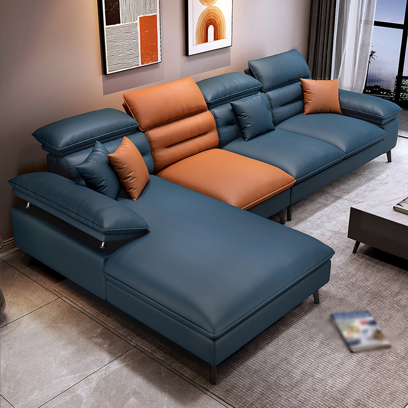 Faux Leather Contemporary L-Shape Sectional for Living Room and Apartment