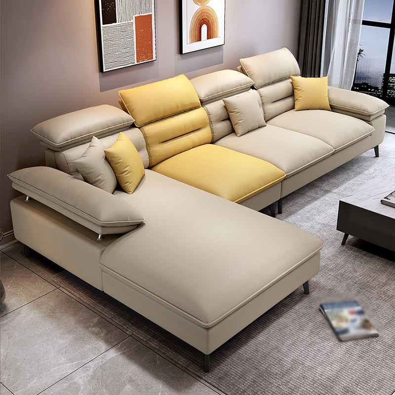 Faux Leather Contemporary L-Shape Sectional for Living Room and Apartment