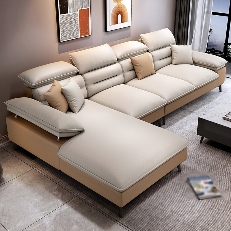 Faux Leather Contemporary L-Shape Sectional for Living Room and Apartment