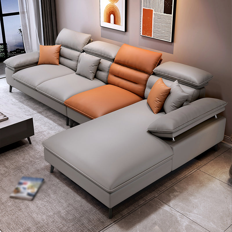 Faux Leather Contemporary L-Shape Sectional for Living Room and Apartment