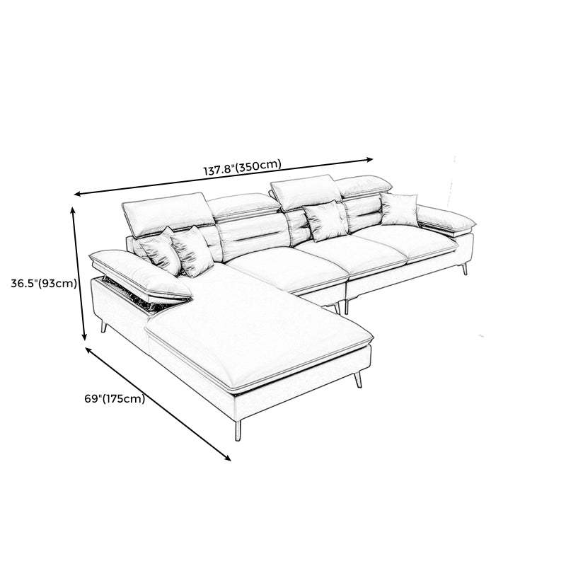 Faux Leather Contemporary L-Shape Sectional for Living Room and Apartment