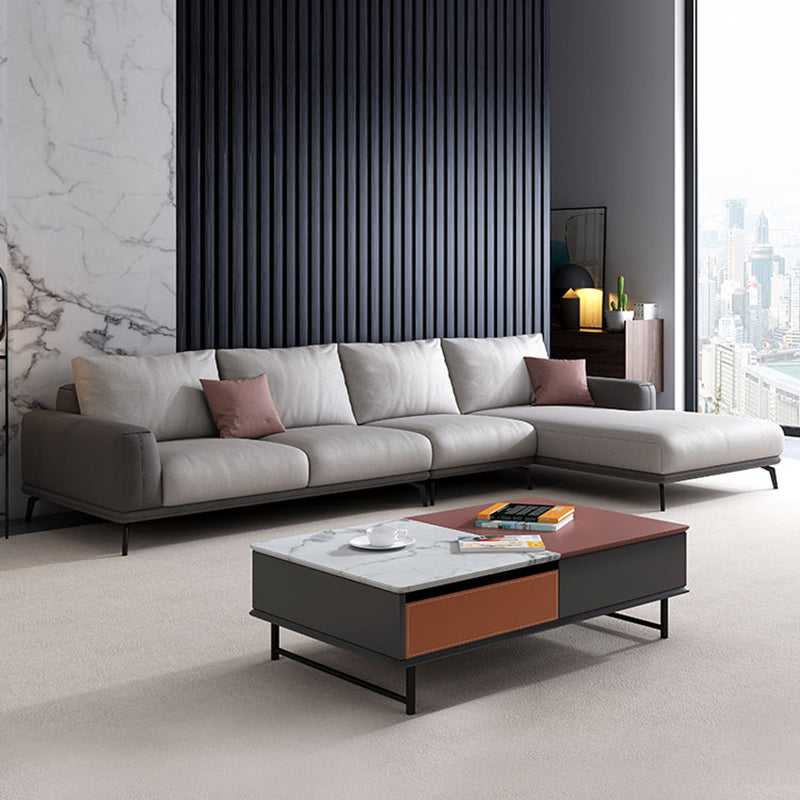 Stain-Resistant Faux Leather Square Arm Sofa/Sectional for Living Room