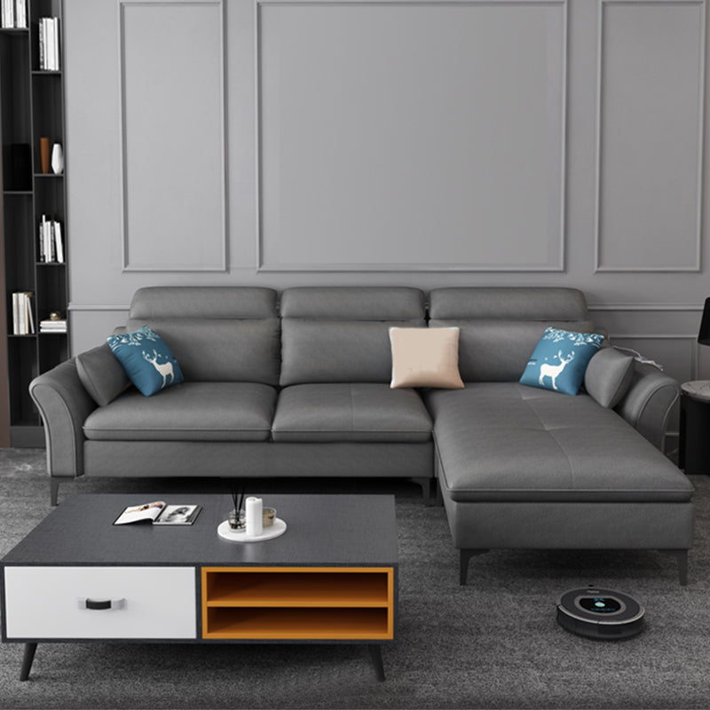 Fabric Pillow Top Arm Sectional 35.43"High High Back Sofa with Storage