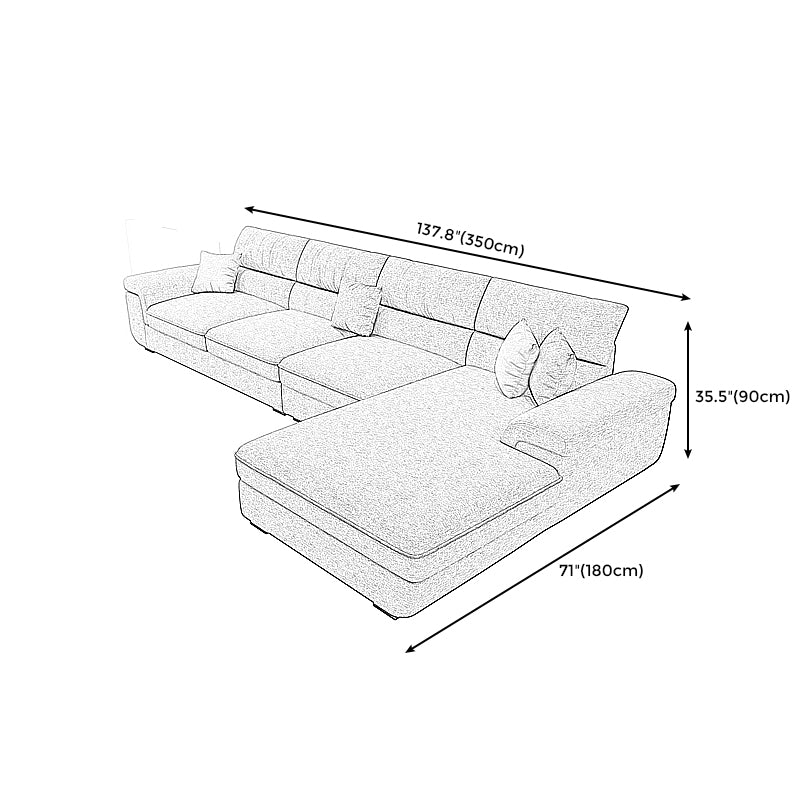 Contemporary Pillow Top Arm Sectional with Removable Cushions for Living Room