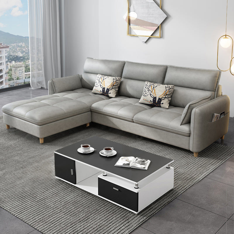 79.92"D x 56.3"W x 33.46"H 3-Seat Cushion Back Tufted Sectional with Storage