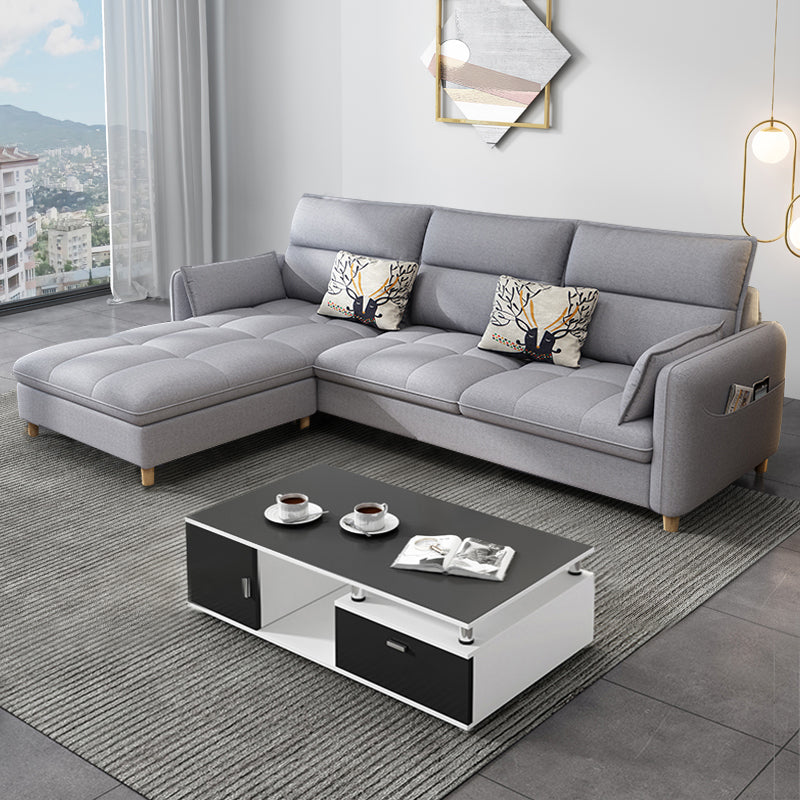 79.92"D x 56.3"W x 33.46"H 3-Seat Cushion Back Tufted Sectional with Storage