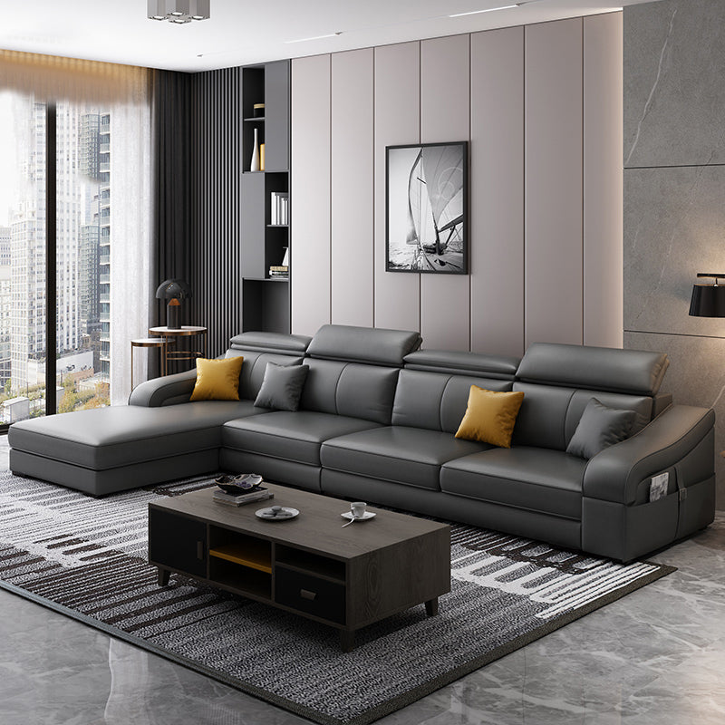 Sezioni moderne di bracci inclinati 33.46 "divano sezionale ad alto taglio ad alto contenuto di stoccaggio, grigio