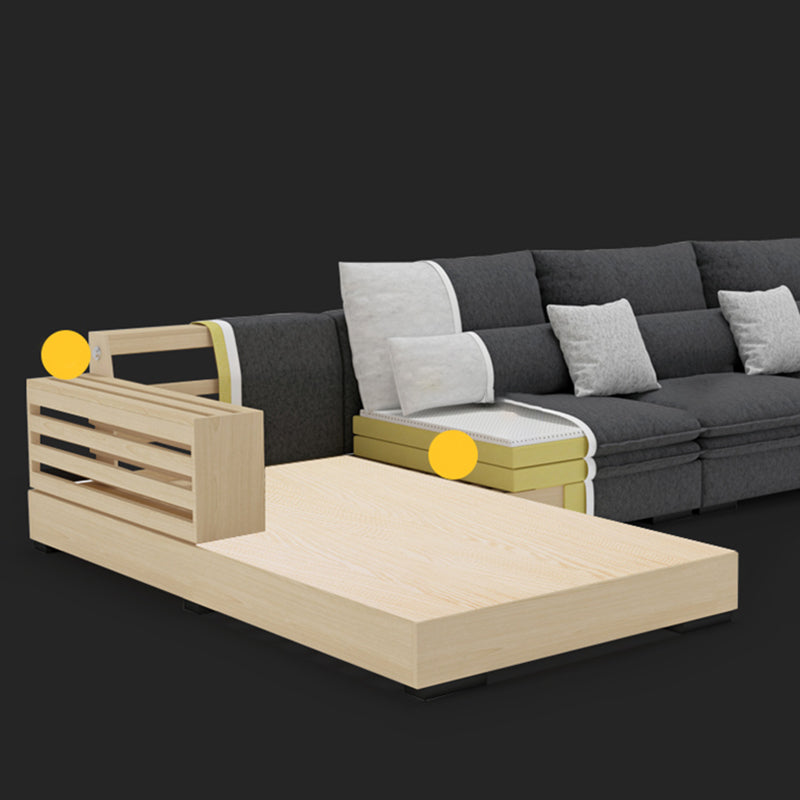 Dark Gray Contemporary Sectional with Recessed Arm and Pillowed Back Cushions