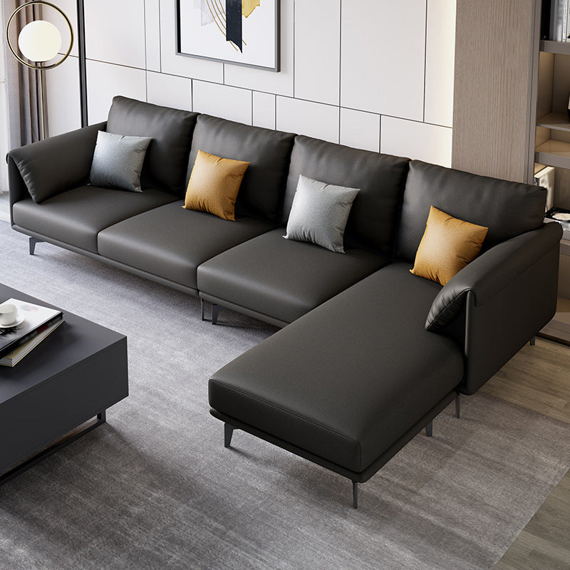 122.8x67x36.2 Faux leather Sectional Pillow Top Arm Sectional for Living Room