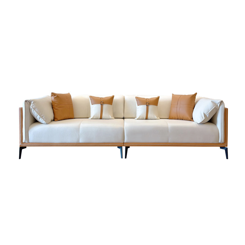 Vlekbestendige faux lederen sofa/sectionele met gekussen achterste kussens voor woonkamer