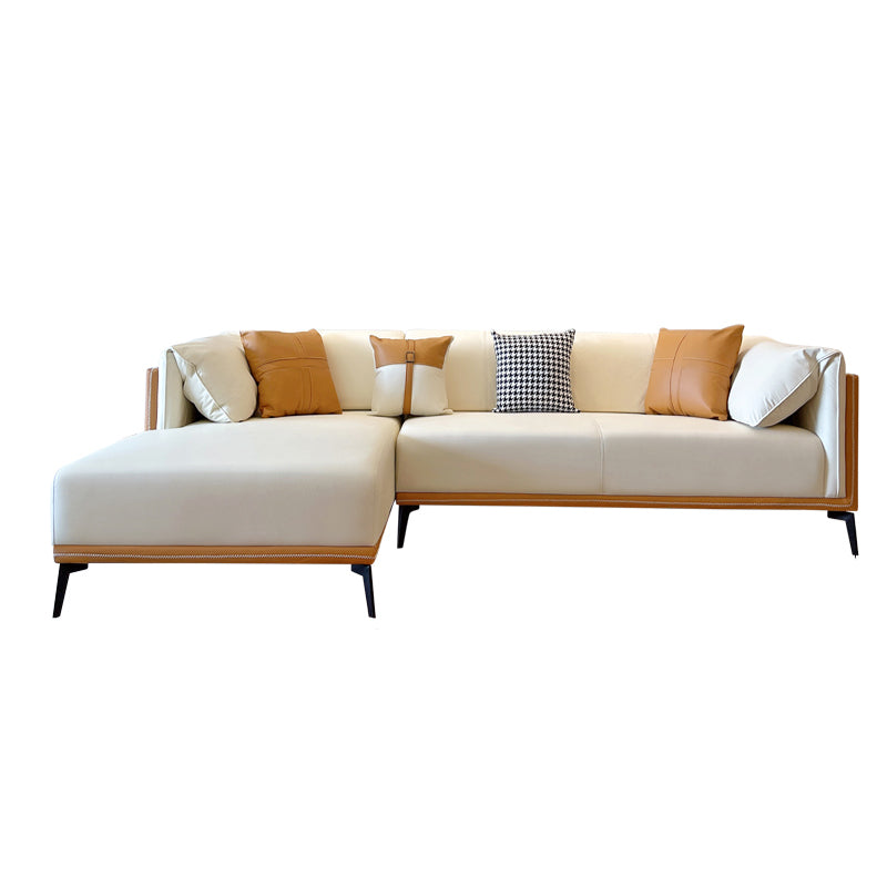 Vlekbestendige faux lederen sofa/sectionele met gekussen achterste kussens voor woonkamer