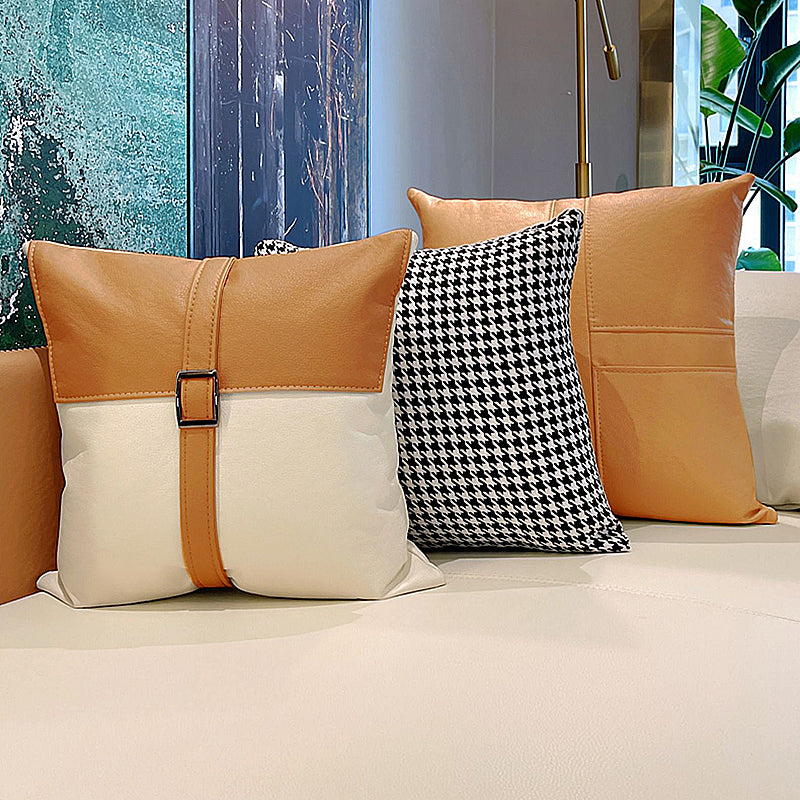 Vlekbestendige faux lederen sofa/sectionele met gekussen achterste kussens voor woonkamer