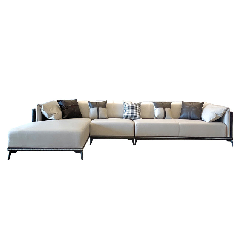 Vlekbestendige faux lederen sofa/sectionele met gekussen achterste kussens voor woonkamer