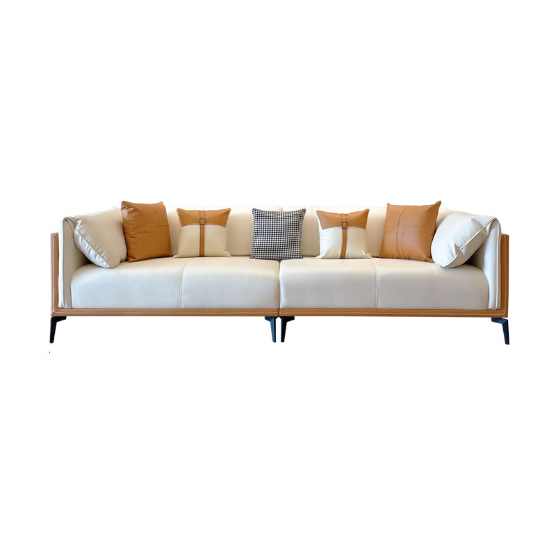Vlekbestendige faux lederen sofa/sectionele met gekussen achterste kussens voor woonkamer