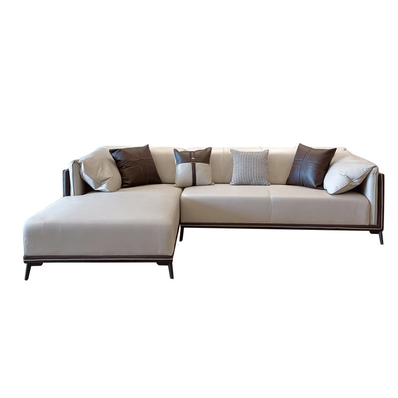 Vlekbestendige faux lederen sofa/sectionele met gekussen achterste kussens voor woonkamer