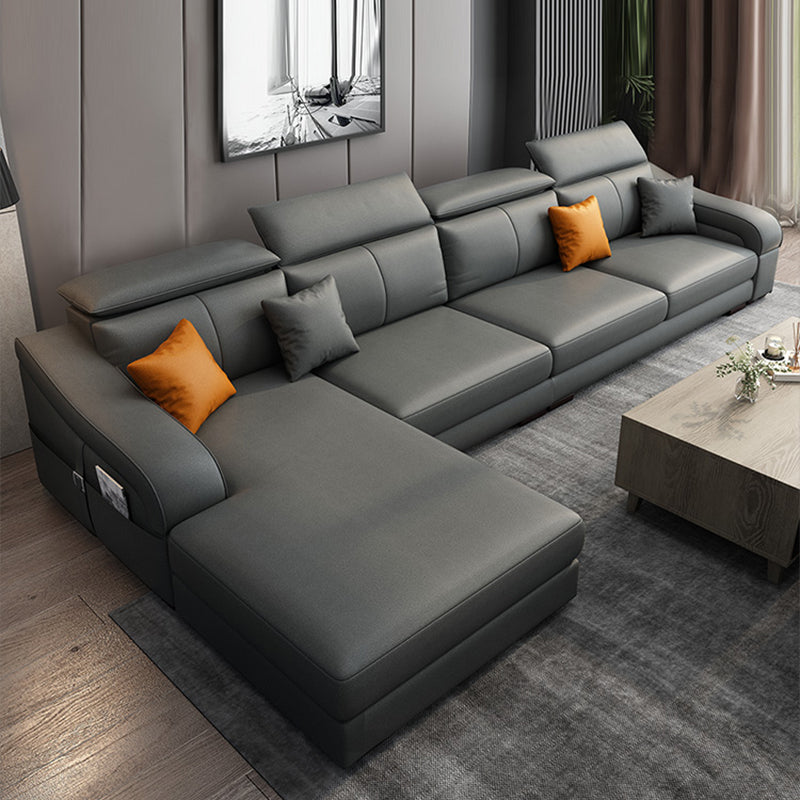 Modern Fabric Sectional Sofa 33.46"High Sloped Arms Sectionals with Storage, Grey