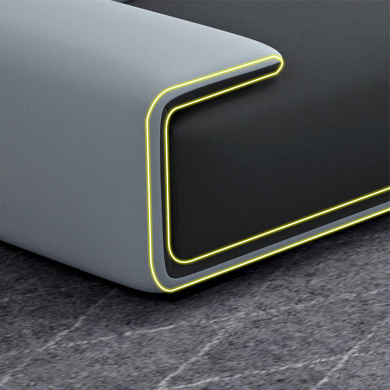 Sezione sezionale a bracciole senza bracciole in pelle faux sezionale resistente alle macchie per soggiorno