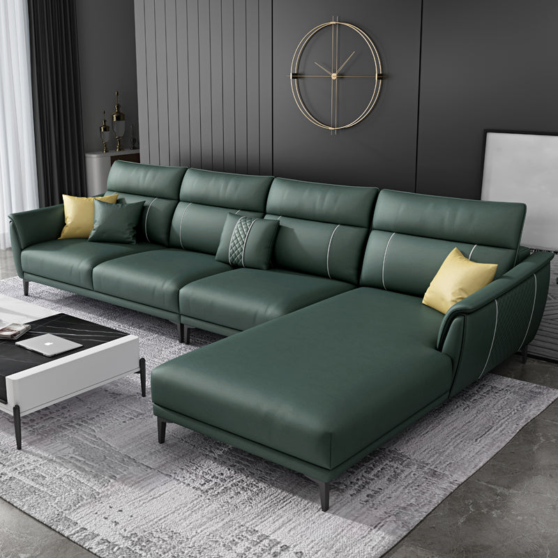 Contemporary Modular Sectional with Pillowed Back Cushions for Four People