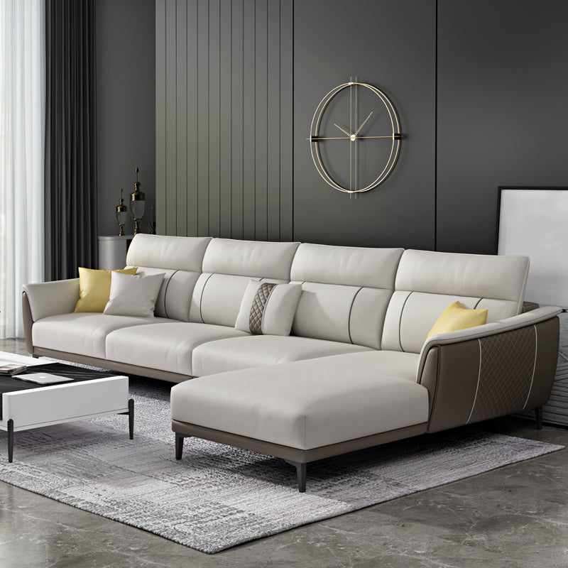 Contemporary Modular Sectional with Pillowed Back Cushions for Four People