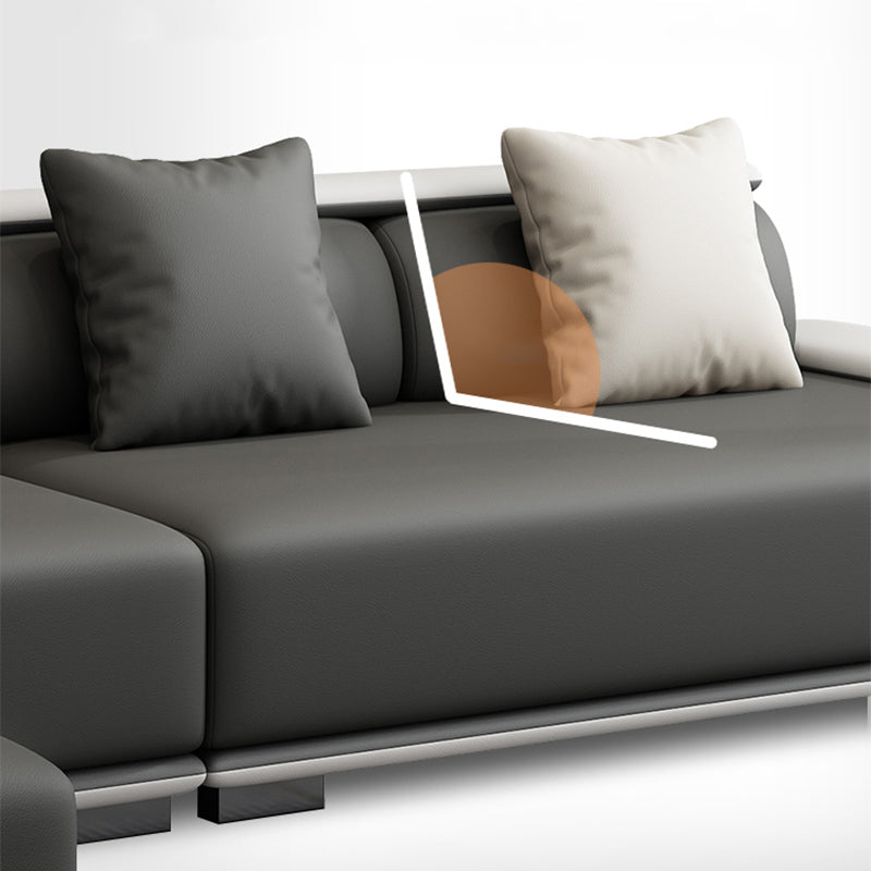 Contemporary Modular L-Shape Sectional with Pillowed Back Cushions
