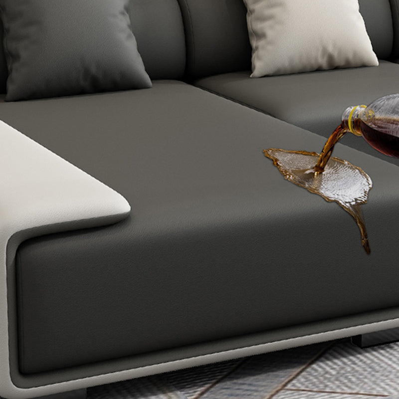 Contemporary Modular L-Shape Sectional with Pillowed Back Cushions