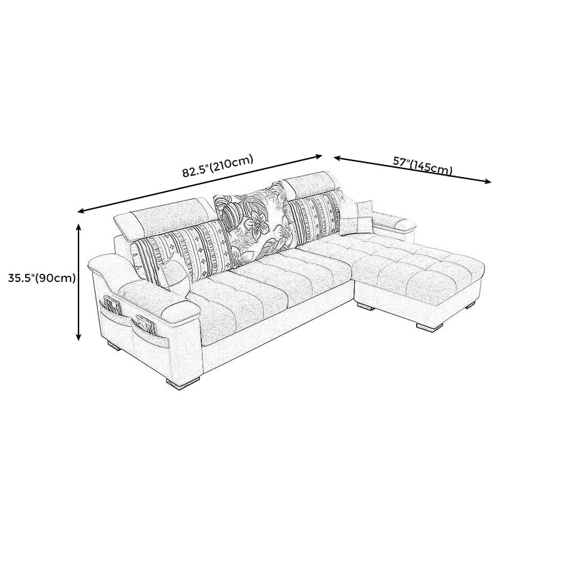 Square Arm Sectionals 106.3"D x 57"W x 35.43"H High Back Sofa with Storage