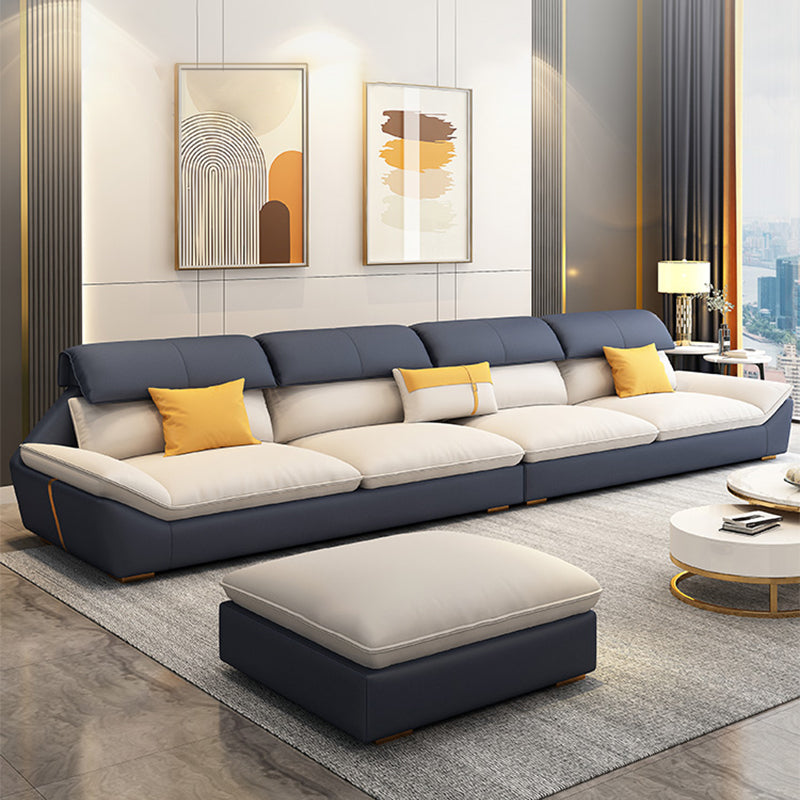 Faux Leather Contemporary Beige Sofa/Sectional for Living Room