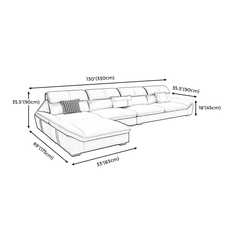 Faux Leather Contemporary Beige Sofa/Sectional for Living Room