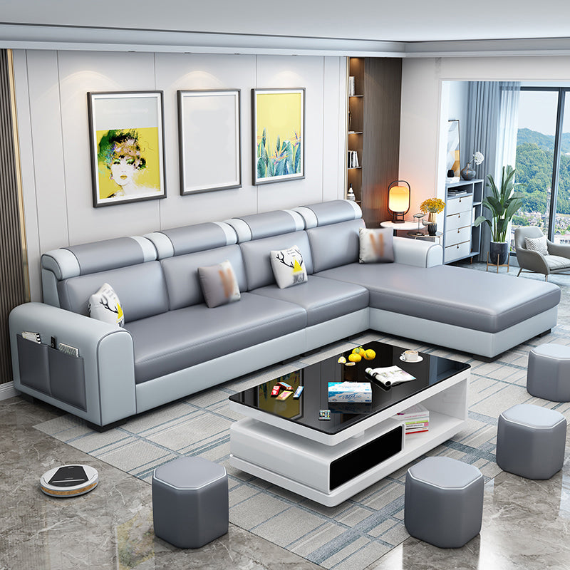 Contemporary Right Hand Facing Sectional with Round Arm and Storage