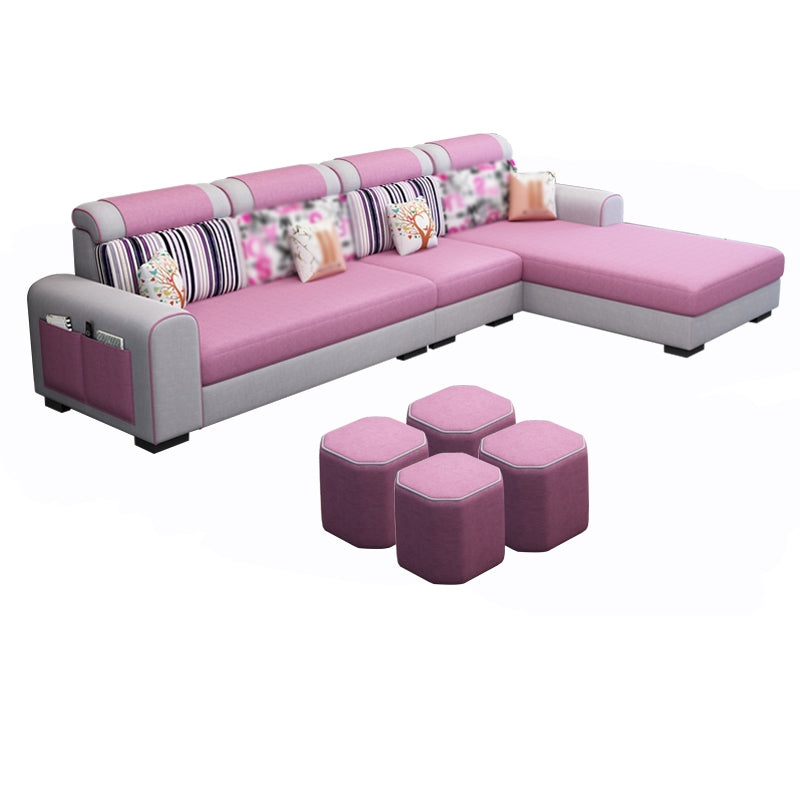 Contemporary Right Hand Facing Sectional with Round Arm and Storage