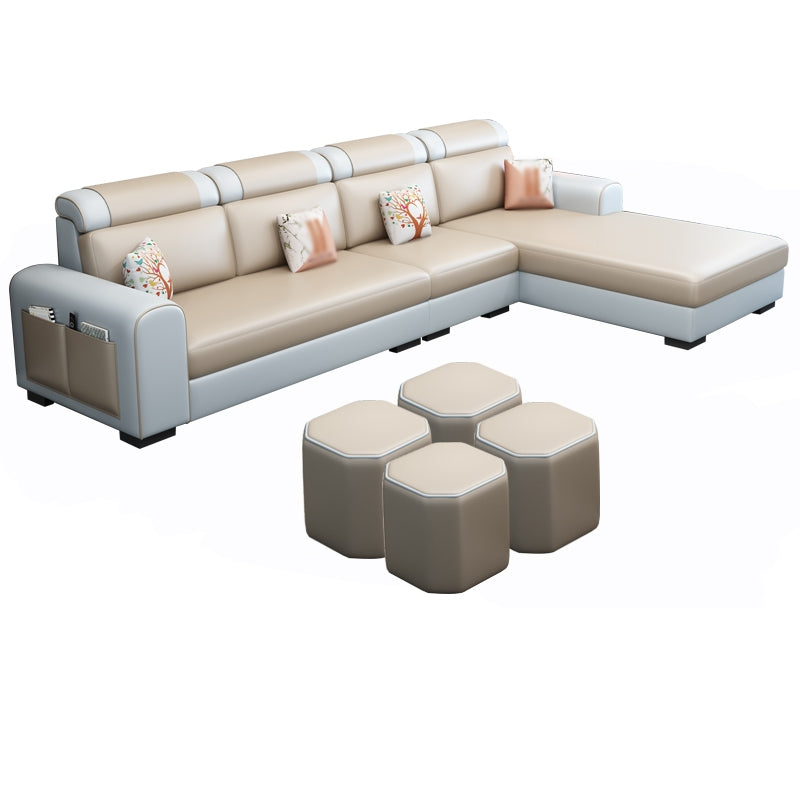 Contemporary Right Hand Facing Sectional with Round Arm and Storage