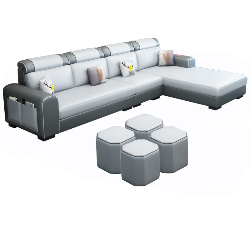 Contemporary Right Hand Facing Sectional with Round Arm and Storage