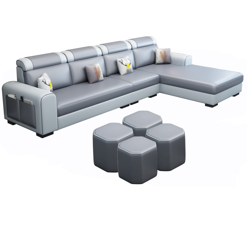 Contemporary Right Hand Facing Sectional with Round Arm and Storage