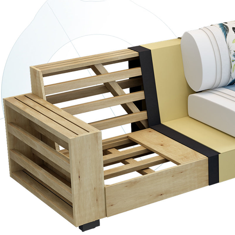 Sectores de cojines de almohada de 3 plazas de brazo cuadrado con chaise