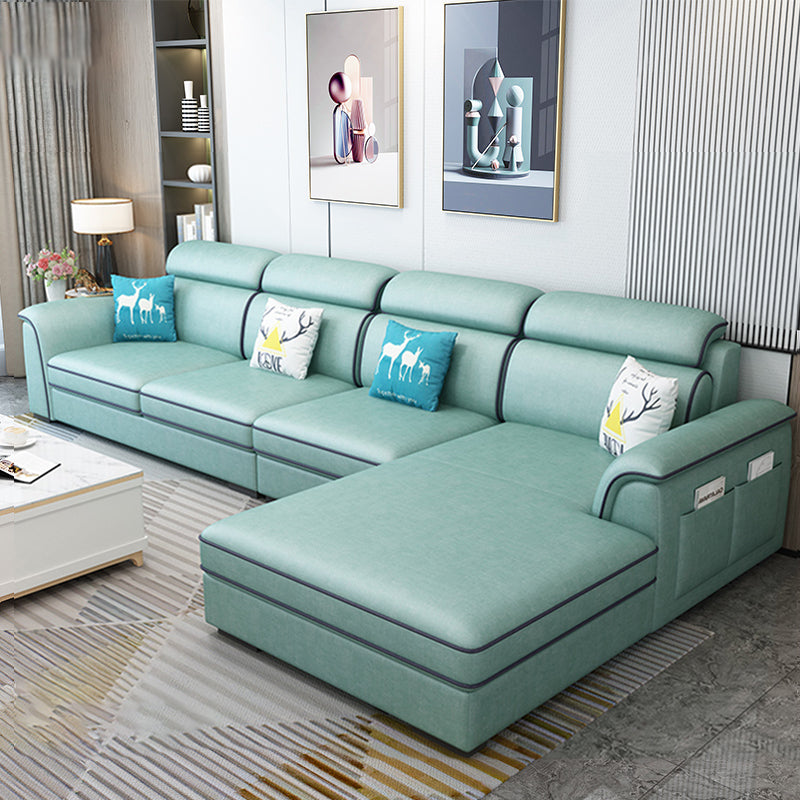 Contemporary L-Shape Sectional with Storage and USB for Apartment