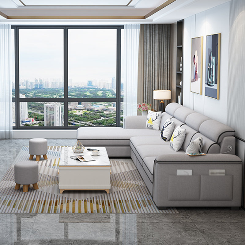 Contemporary L-Shape Sectional with Storage and USB for Apartment