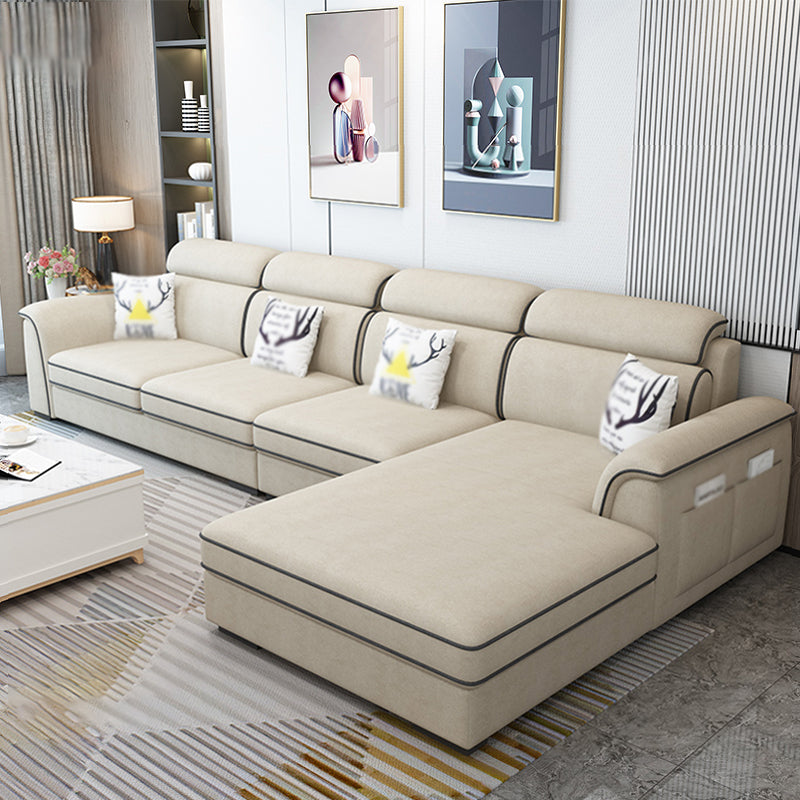 Contemporary L-Shape Sectional with Storage and USB for Apartment