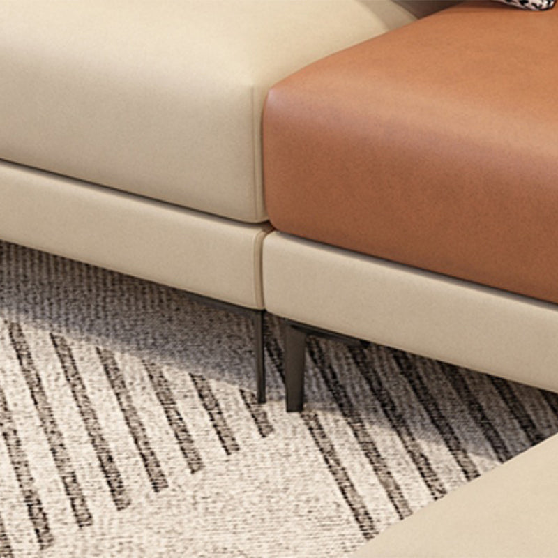 Scandinavian Modular Sectional with Recessed Arm and Pillowed Back Cushions