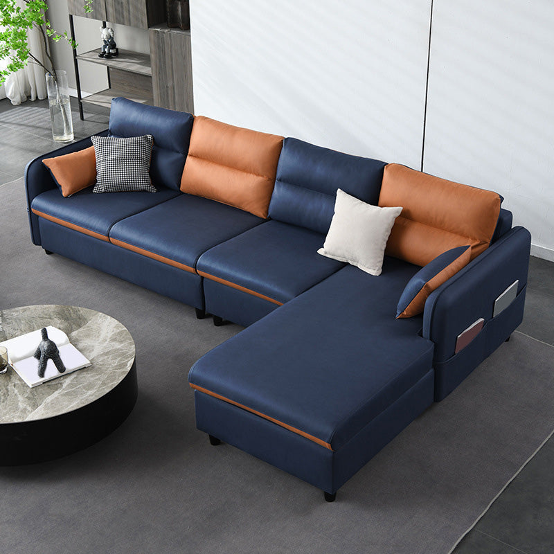 Modern Faux Leather Sectional Square Arm for Living Room with Storage