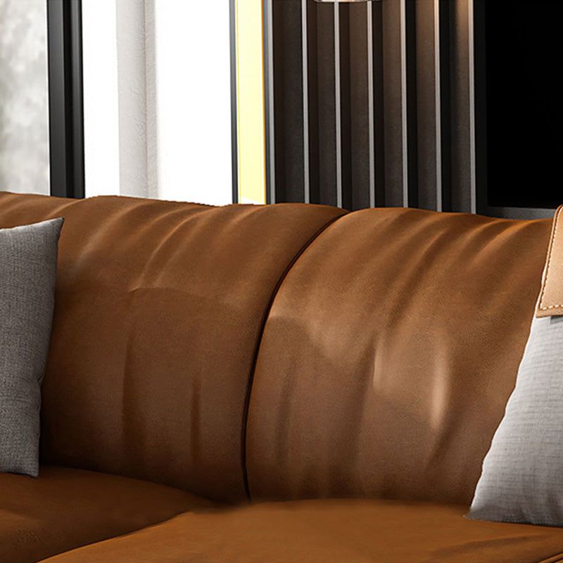 Brown Leather/Faux Leather Sectional  Pillow Top Arm for Living Room