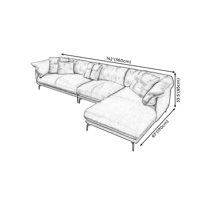 Brown Leather/Faux Leather Sectional  Pillow Top Arm for Living Room