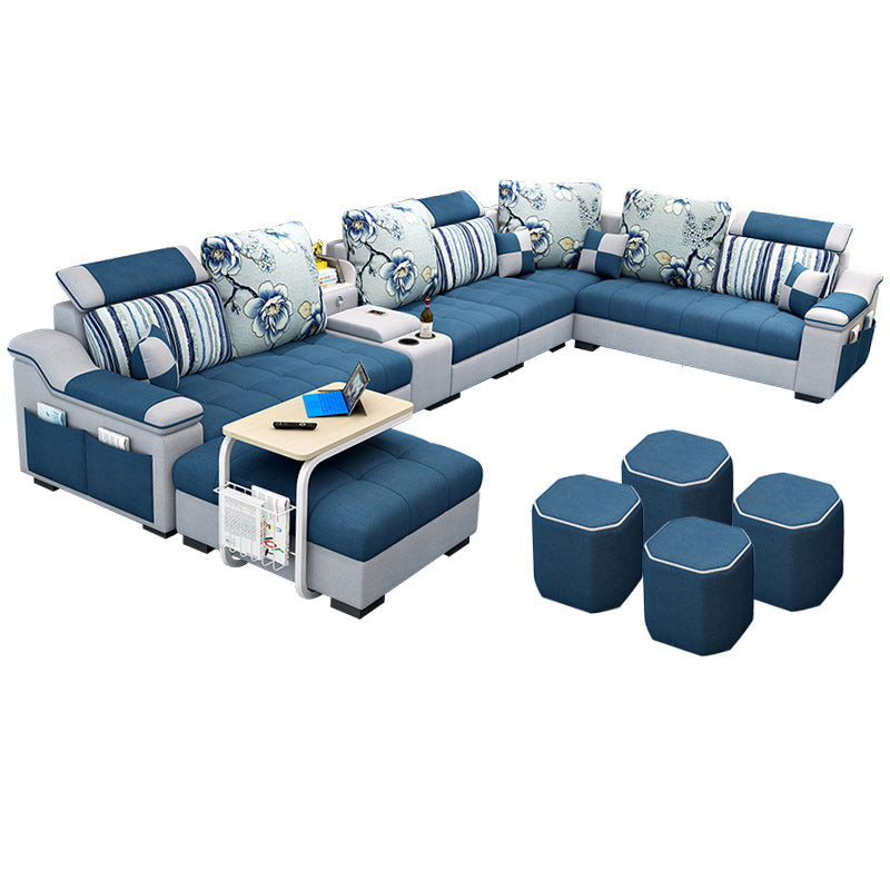 Sloped Arms Pillowed Back Cushions Sectionals Sofas for Living Room