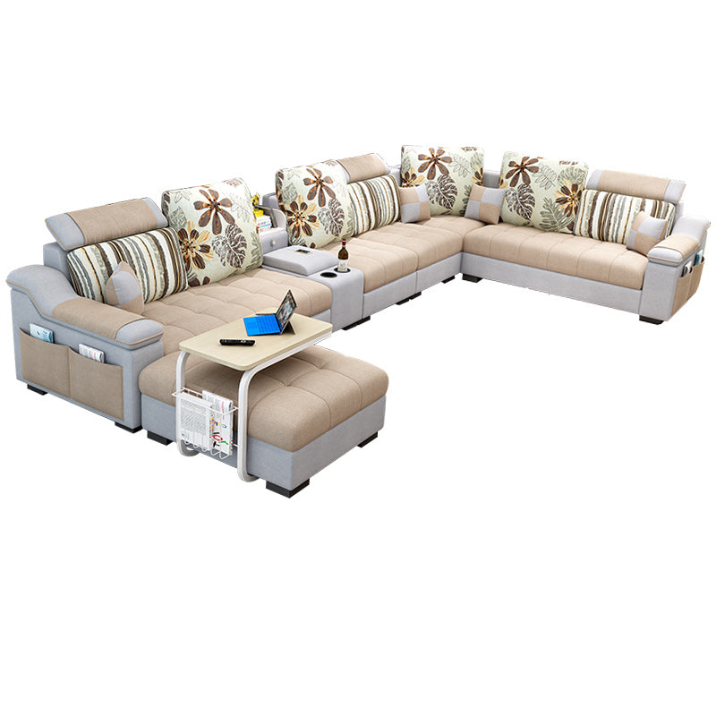 Sloped Arms Pillowed Back Cushions Sectionals Sofas for Living Room