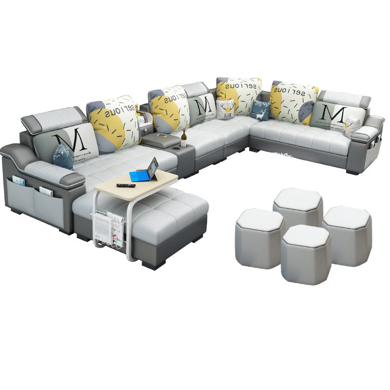 Sloped Arms Pillowed Back Cushions Sectionals Sofas for Living Room