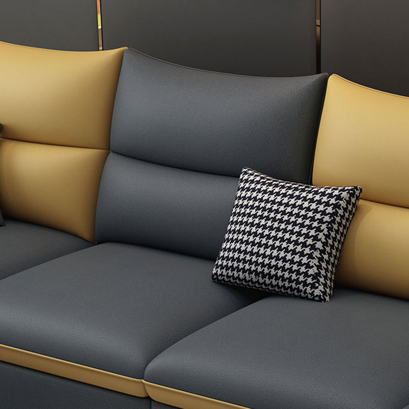 Square Arm Pillowed Back Cushions 4-Seater Sectional Sofa with Chaise