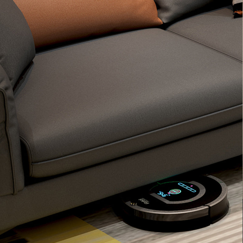 Stain-Resistant L-Shape Flared Arm Sectional Sofa with Chaise for Four People